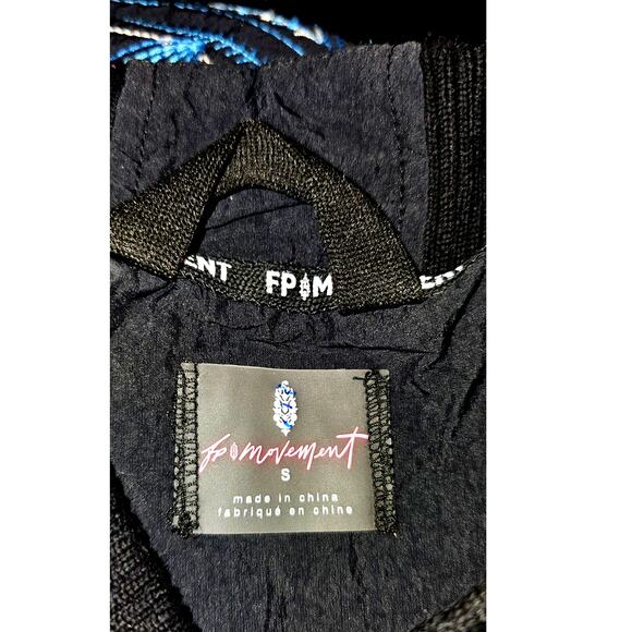 New Free People Garden Party Bomber Jacket FP MOVEMENT $298 SMALL Blue - Picture 8 of 8